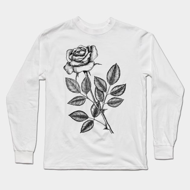 Rose drawing 2 Long Sleeve T-Shirt by katerinamk